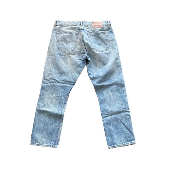 Levi's 505 C Light Wash Whiskered High Waist Distressed Skinny Jeans Size 32 - Picture 1 of 5